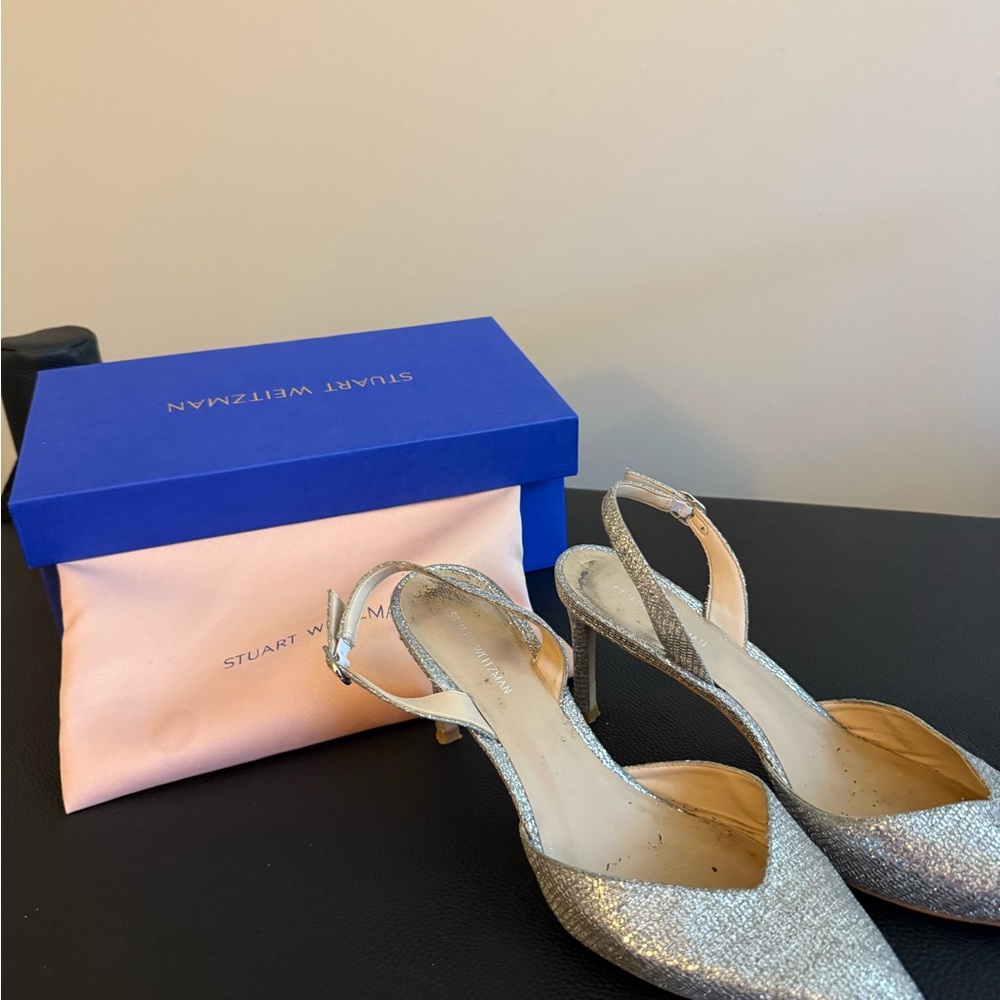 Stuart Weitzman Silver Women's Slingback Heels